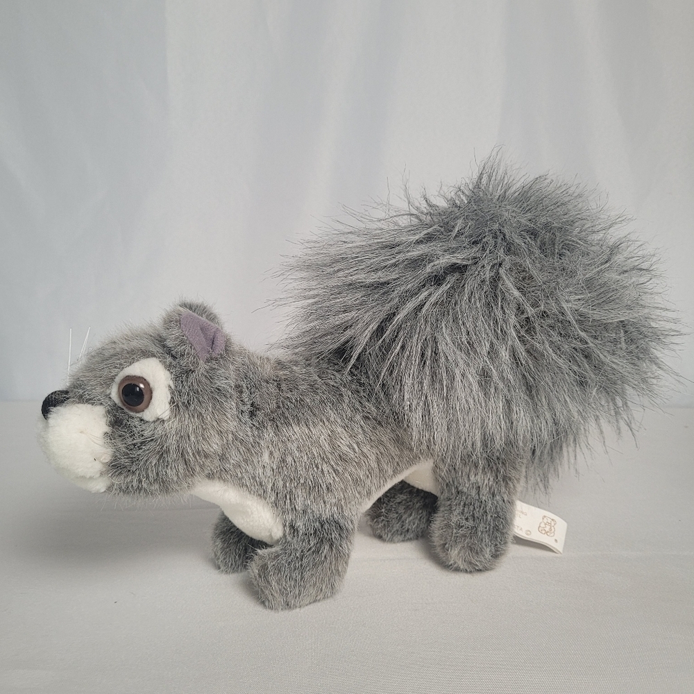 Vintage Fiesta Crounching Gray Squirrel Plush Stuffed Woodland Animal 12"